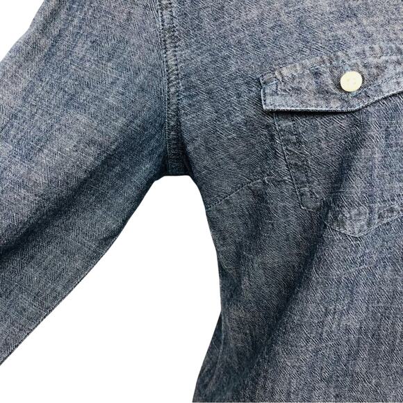 American Eagle Outfitters Denim Blouse Western Cowgirl Long Sleeve Button Front - Picture 9 of 16